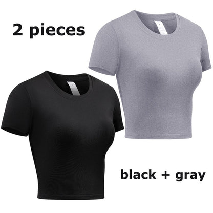 Women's Compression Shirt Short Sleeve Athletic Yoga Running T-Shirt Summer Gym Workout Quick Dry Stretchy Tees Tops Baselayer