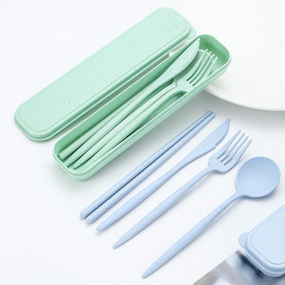 Portable tableware set, knife, fork, spoon, chopsticks, student and office worker tableware four-piece set gift