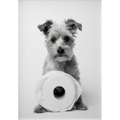 Black and White Cute Animal and Toilet Paper Poster Lion Owl Cat Dog Canvas Painting Wall Art Bathroom Living Room Home Decor