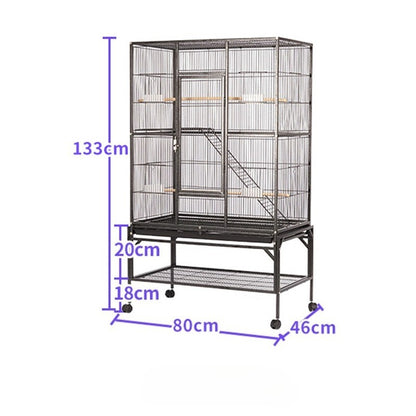 80x46x133CM Gaiola de Papagaio de Luxo Grande Multi-camadas com Grande Espaço Caixa de Ferro para Papagaio Estorninho Xuanfeng com Gaiola para Pássaros