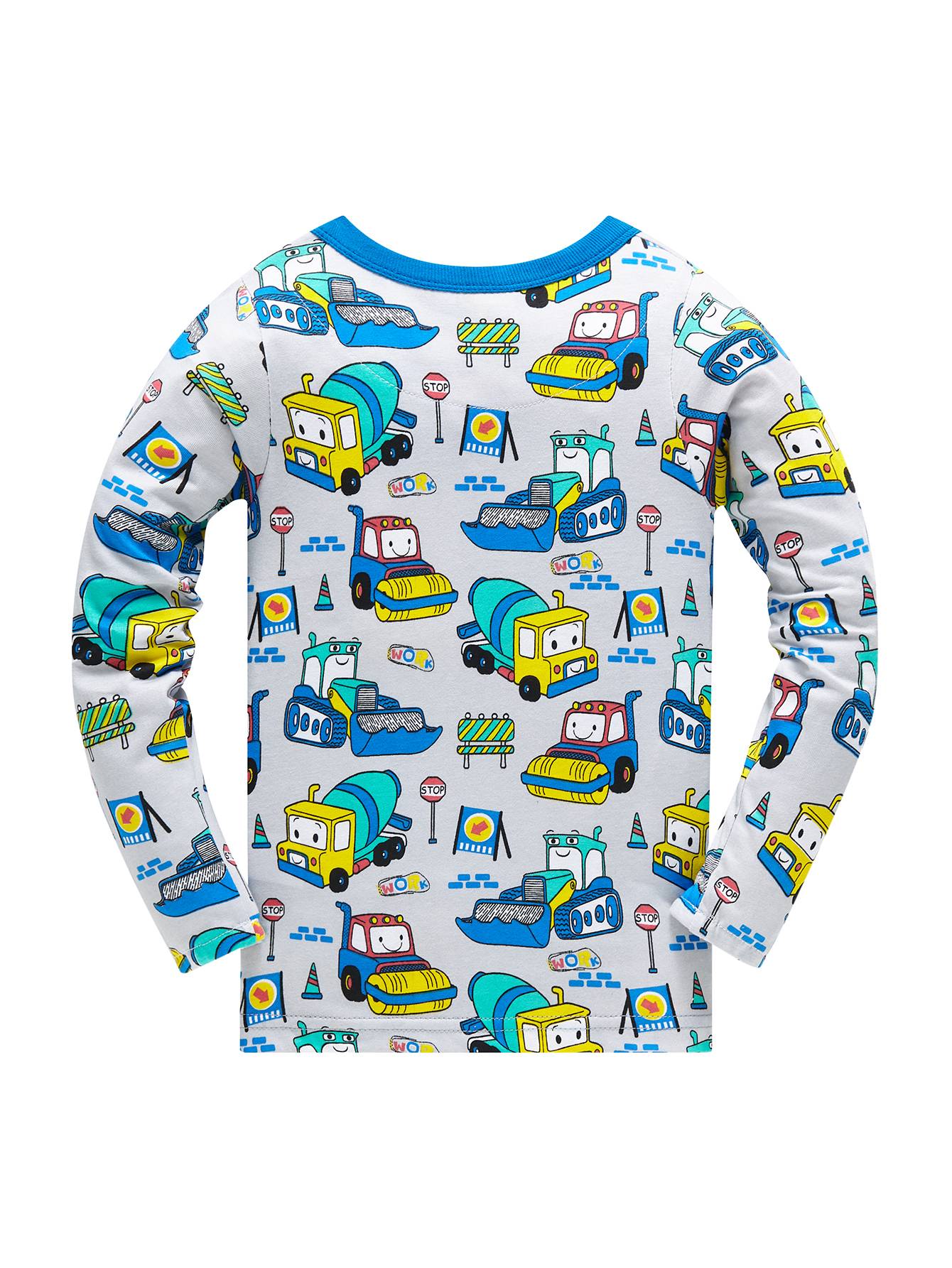 Boys Cartoon Engineering Car Pajamas Set 100% Cotton 2PC Loungewear  Long Sleeve Elastic Cuffs Soft sleepwear For Kids 1-8 Years