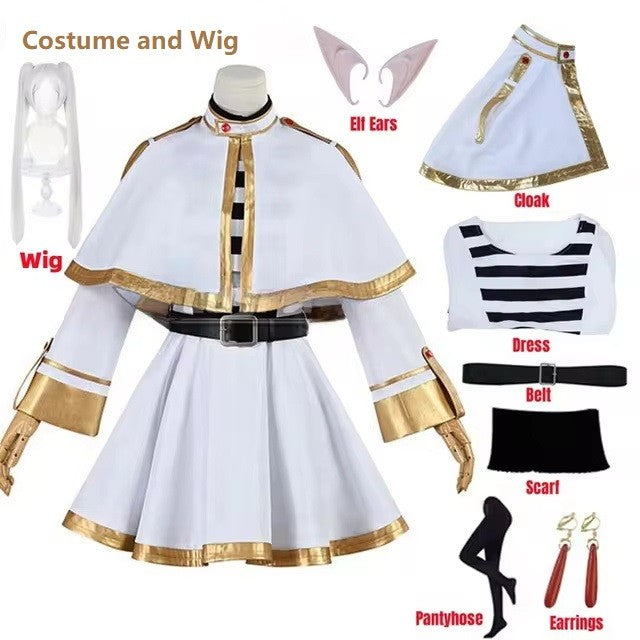 Cosplay Sousou No Frieren: Fantasia, Peruca, Sapatos, Bonecos de Anime, Vestido de Mago, Orelha de Elfo, Halloween, Natal para Mulheres
