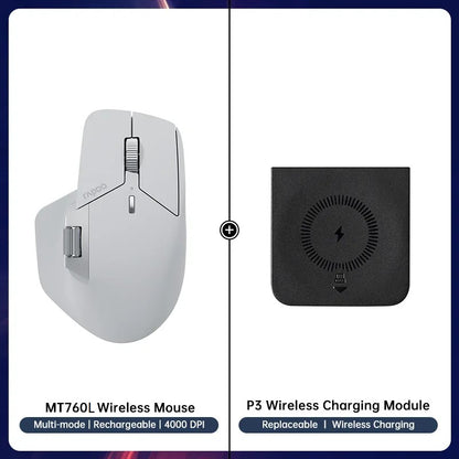 Rapoo MT760/MT760Mini Multi-mode Rechargeable Wireless Bluetooth Mouse Ergonomic 4000 DPI Support Up to 4 Devices Office Mice