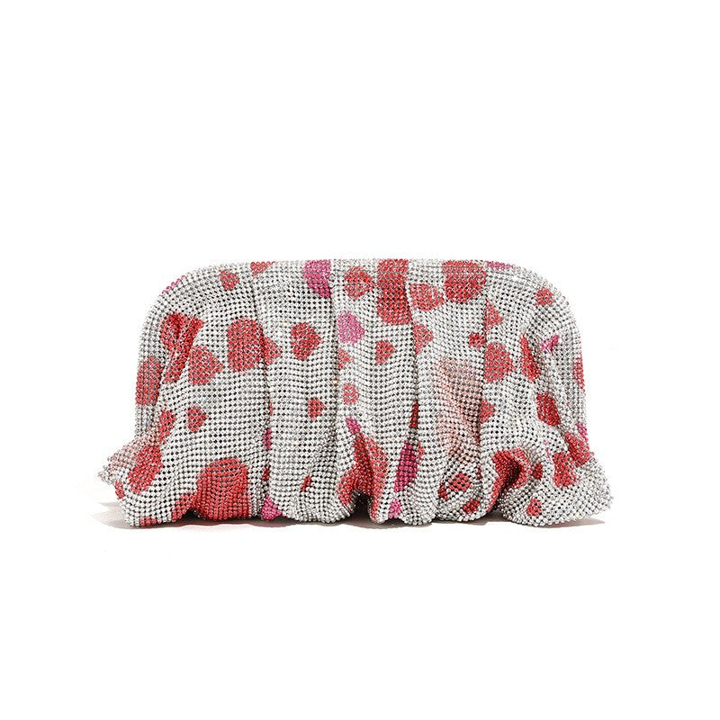 XIYUAN Shinny Ruched Rhinestone Clucth Purse Women Luxury Designer Evening Bags Fashion Party Dinner Handbag Bridal Makeup Bag