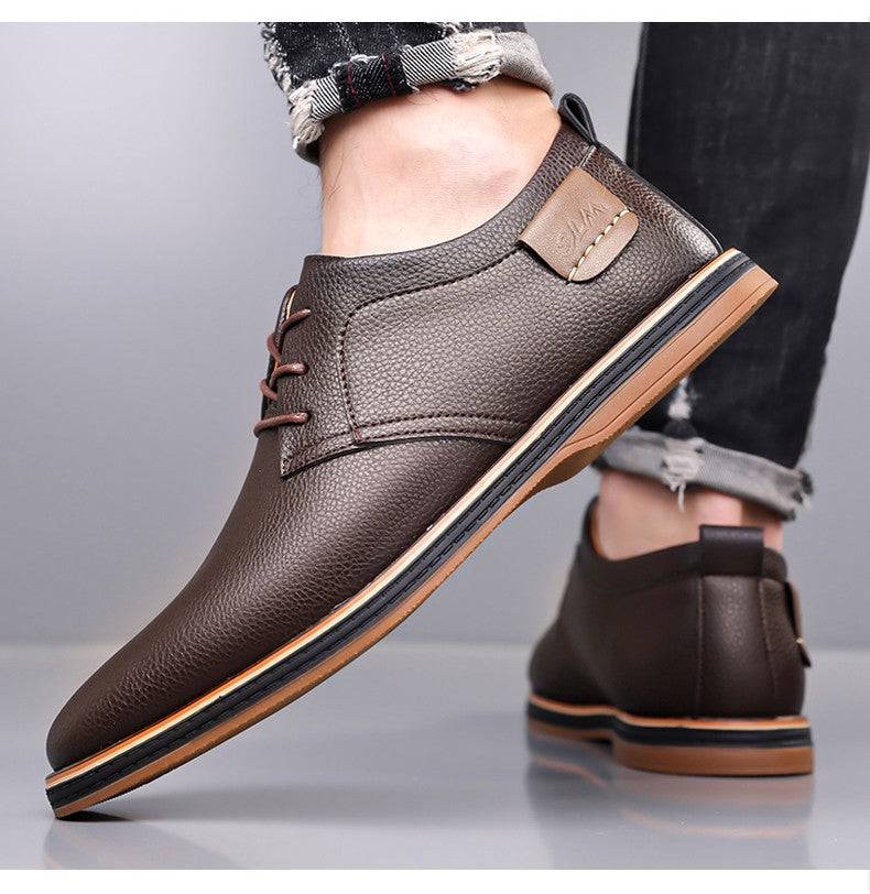 Men's Casual Business Leather Shoes Men Fashion Lace-up Derby Shoe Mens Light Comfortable Outdoor Driving Flats