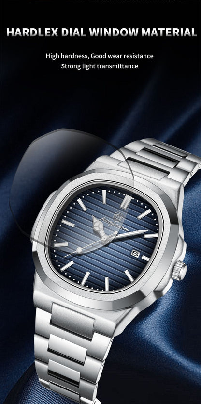 POEDAGAR Luxury Men Quartz Watch Waterproof Date Week Luminous Wristwatch Stainless Steel Men's Watches Male Clock Sports Reloj