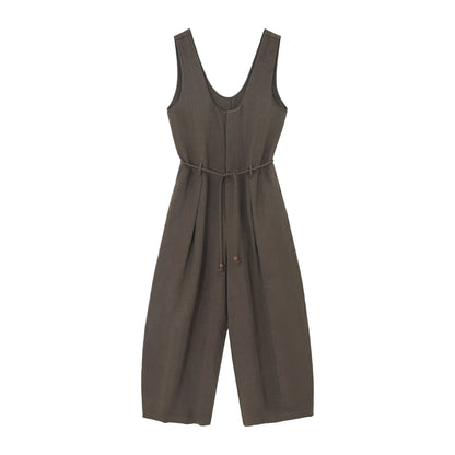 Colne U-Neck Linen Blend Vest And Knife Pleat One-Piece Pants Women's Fashion Design Sensation Tianli Material Long Pants