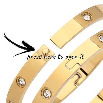 Bracelete Feminino de Aço Inoxidável 6mm 4mm Pulseira de Mão Feminina Joia da Moda Feminina Strass Designer Presente Aço Titânio