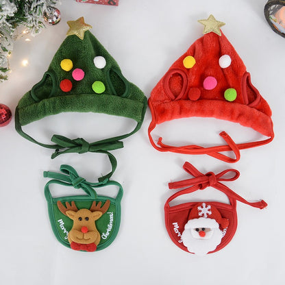Natal Cão Gato Roupas de Estimação Chapéu Cachecol Acessórios de Fantasia Adereços de Cosplay Navidad Decoração de Ano Novo Festa de Natal Suprimentos para Animais de Estimação