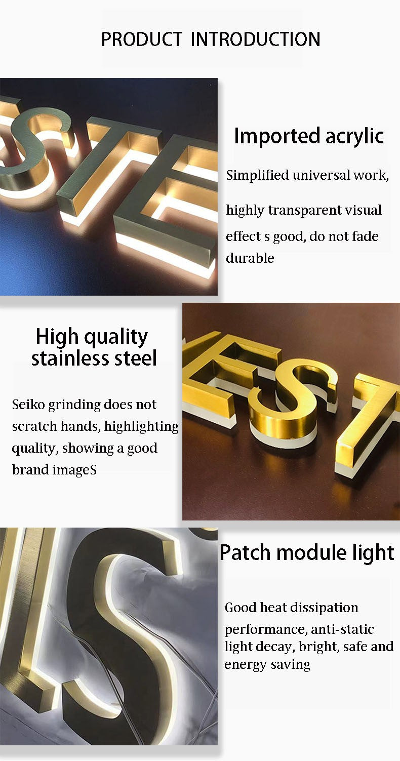 Custom Business Sign 3d Logo Led Light Business Label Advertising Shop  Signs Luminous Acrylic Signboard