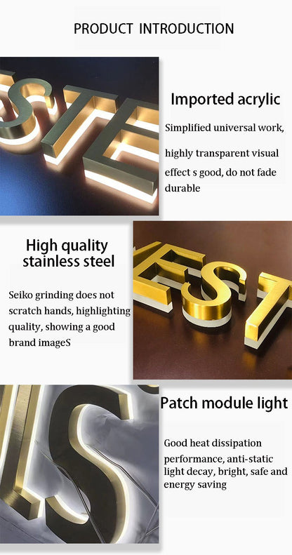 Custom Business Sign 3d Logo Led Light Business Label Advertising Shop  Signs Luminous Acrylic Signboard