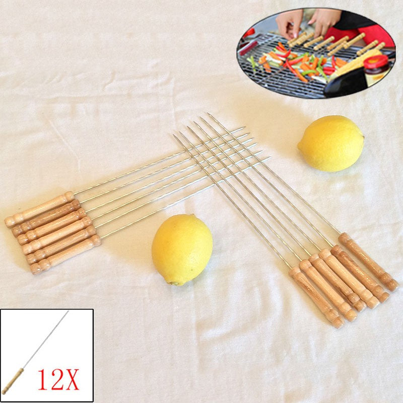 10PCS Twisted Barbecue Skewers Set 30cm Stainless Steel BBQ Skewers for Grilling Cooking Camping Picnic Party