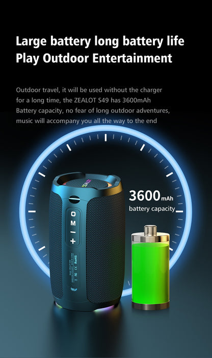 ZEALOT-S49 Alto-falante bluetooth portátil Som estéreo 360° 20W à prova d'água IPX6 bluetooth 5.0 Excelente desempenho de graves