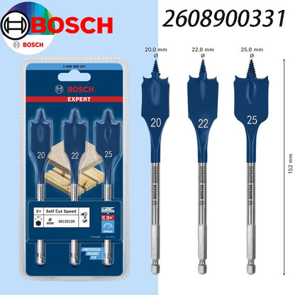 Broca chata para madeira Bosch Accessories de 152 mm, abridor de furo para armário, conjunto de brocas de aço de alta velocidade para fresar madeira, com ponta tripla