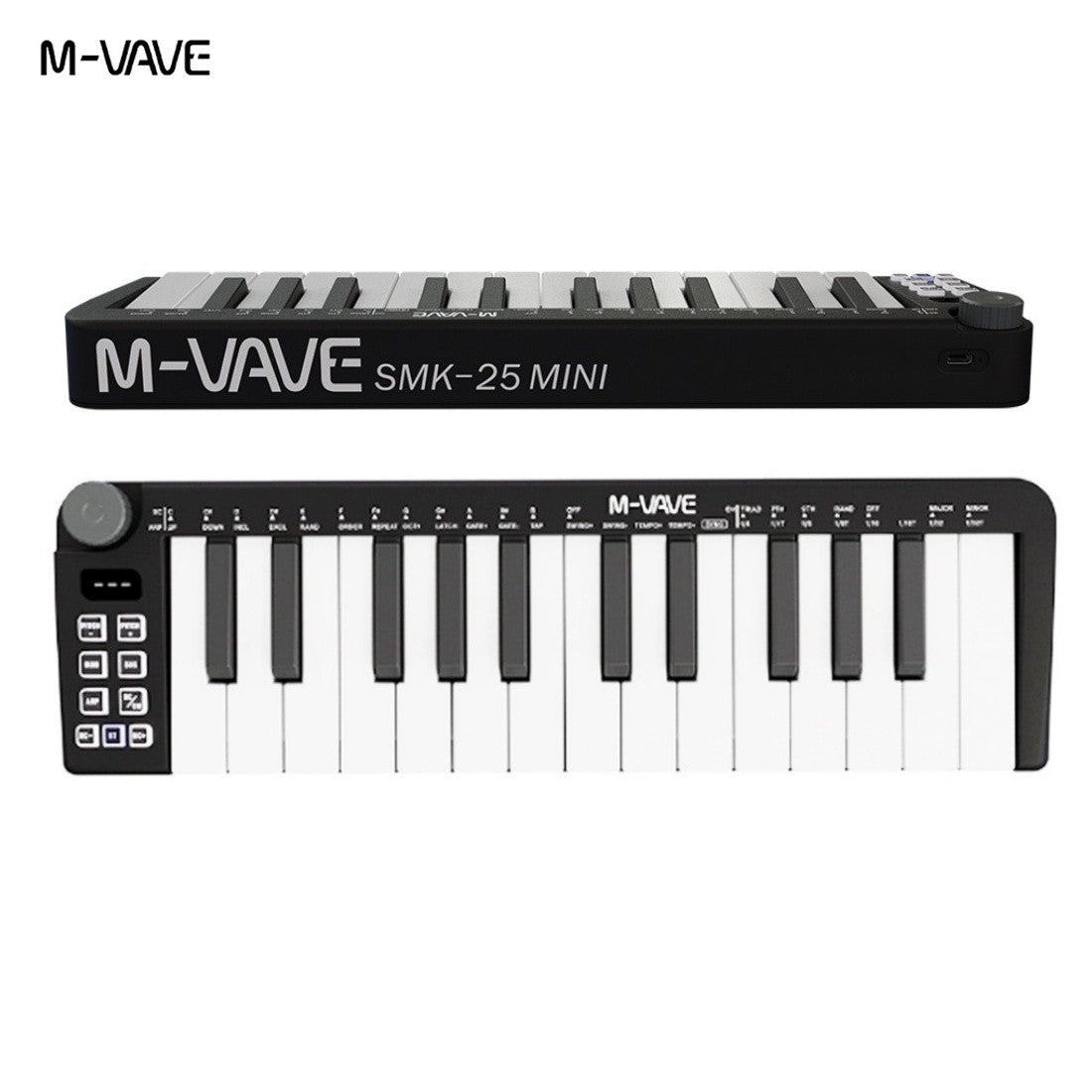 M-VAVE SMK-25 II Teclado Controlador MIDI Pad USB Mini 25 Teclas, 16 Pads de Bateria RGB, 8 Knobs e Produção Musical, Software Incluído