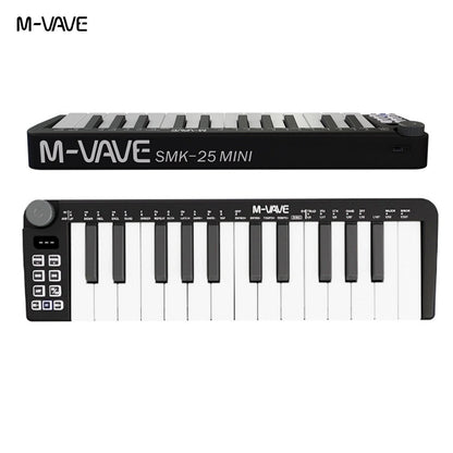M-VAVE SMK-25 II Teclado Controlador MIDI Pad USB Mini 25 Teclas, 16 Pads de Bateria RGB, 8 Knobs e Produção Musical, Software Incluído