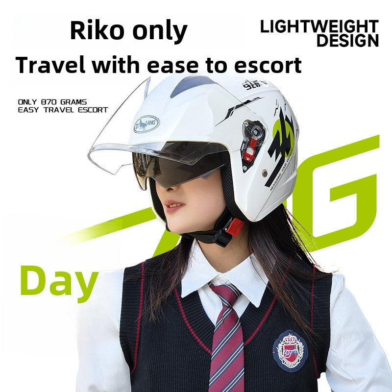 Capacete de 58-62cm para Moto de Inverno Térmico, Carro Elétrico, Feminino e Masculino, Com Lente Dupla e Uso nas Quatro Estações