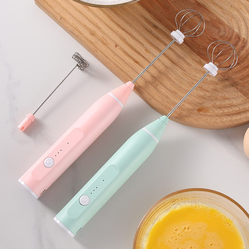 Máquina de café elétrica, espumador de leite portátil, batedor de ovos, batedeira de creme para bolo e geleia recarregável de 3 velocidades, liquidificador de cozinha