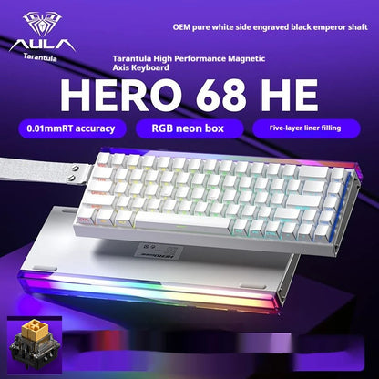 AULA Hero 68HE Magnetic Keyboard RGB Light Wired Hot Swap Esports 8K Gaming Hero68 Mechanical Keyboard Low delay PC Accessories