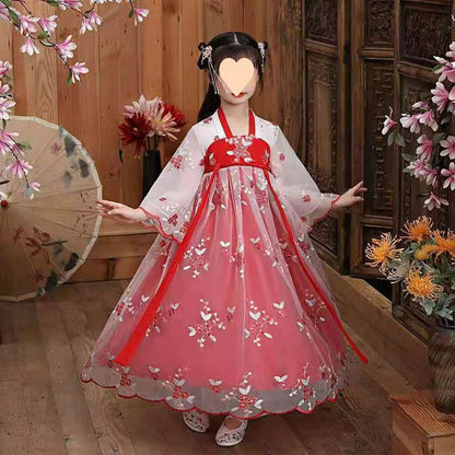 Fashion Girls Dresses Casual Outfit Long Sleeve Hanfu Girl Summer Children Clothes Princess Dress Baby Vestido Kids Tang Costume