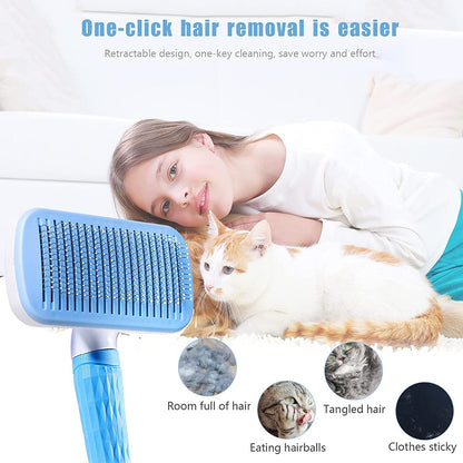 Escova Removedora de Pelos de Cães e Gatos Pente de Higiene e Cuidados para Cães de Pelo Longo Remove Pelos Escova de Banho para Cães Artigos para Cães