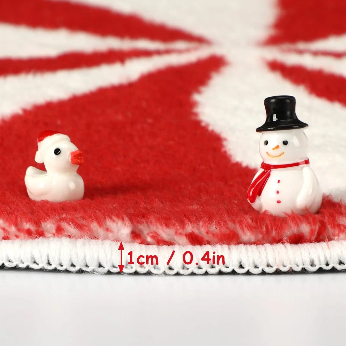 VIAMA Christmas Candy Round Floor Rug - Water-Resistant Anti-Slip Bathroom Mat - Soft Bedroom Carpet - Winter Home Decoration