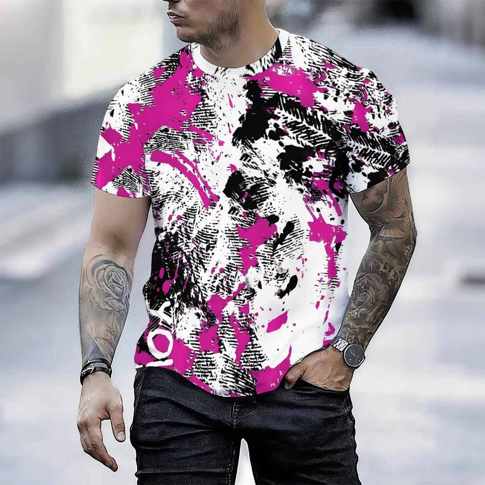 Men Print T Shirt Short Sleeve Crew Neck Casual Summer Fashion Tees Tops For Daily Outdoor Wear