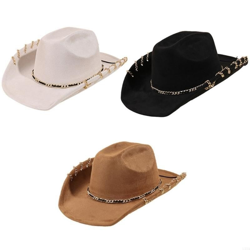 L5YA Elegant Homburg Hat for Men Women Unisex Wear Vintage Top Hat Cowboy Costume