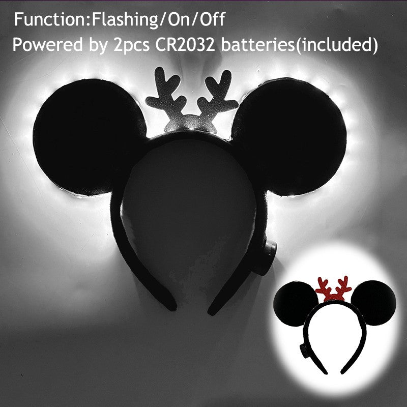1/2pcs LED Glowing Neon Mouse Ears Headband Girls Festival Headbands Mickey Hairband Children Birthday Party Hair Accessories