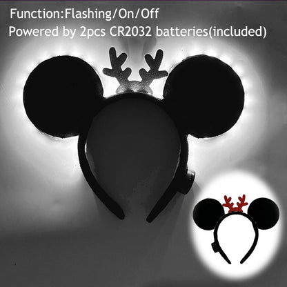 1/2pcs LED Glowing Neon Mouse Ears Headband Girls Festival Headbands Mickey Hairband Children Birthday Party Hair Accessories