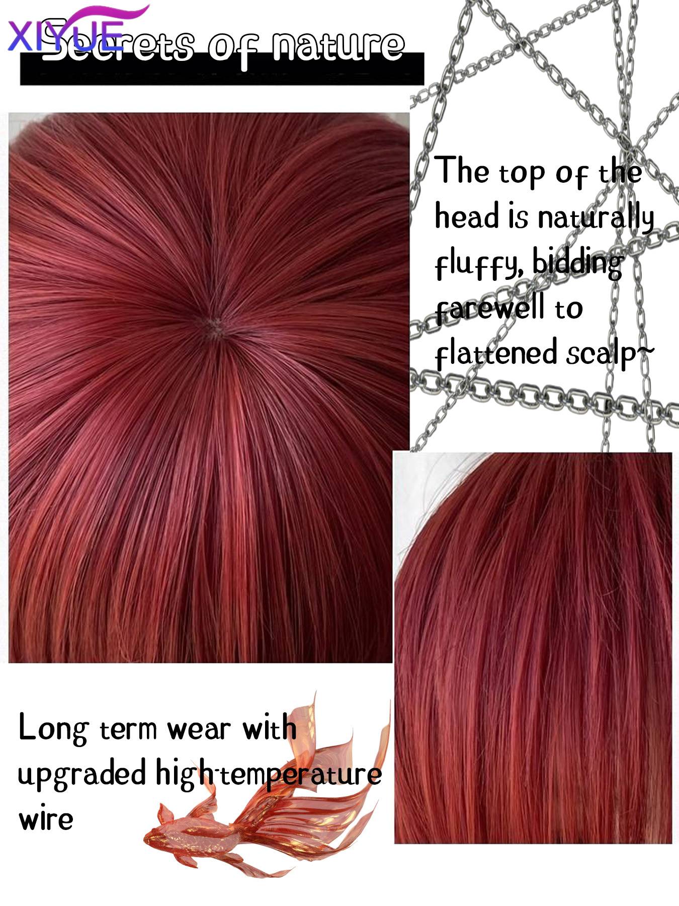 Wolf tailed Mullet Wig Mullet Head Wigs with Bangs Synthetic Straight Anime Men red Hair Wig for Daily Party Cosplay