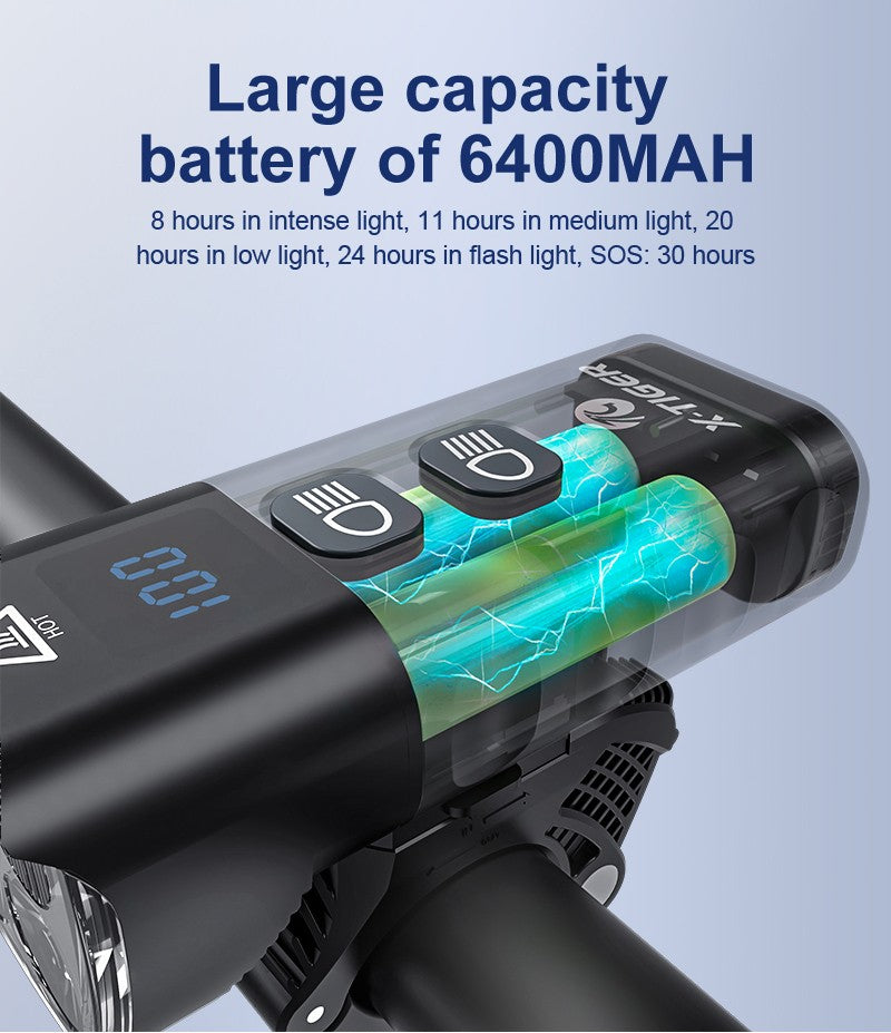 X-Tiger Bike Light Headlight Bicycle Lamp With Power Bank Rechargeable LED 5200mAh MTB Bicycle Light Flashlight Bike Accessories