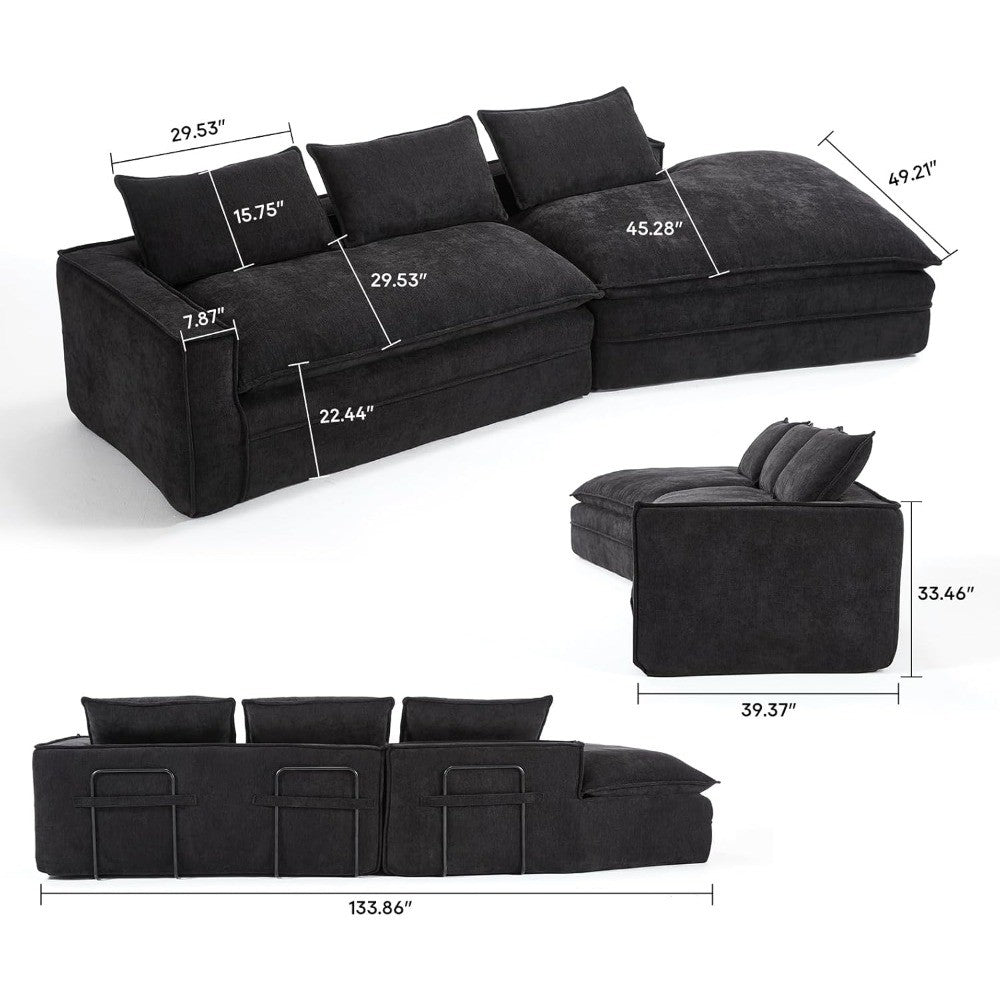 Luxury Oversized Cloud Couch – 4-Seater Boneless Deep-Seat Sectional Sofa for Living Room, Plush Ready-to-Relax Sofa