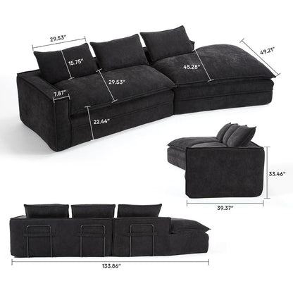 Luxury Oversized Cloud Couch – 4-Seater Boneless Deep-Seat Sectional Sofa for Living Room, Plush Ready-to-Relax Sofa