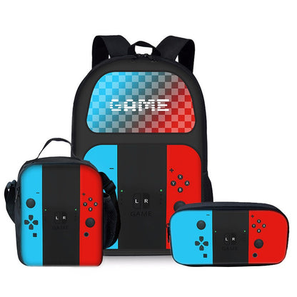 Luxo Popular Engraçado console de jogos Impressão 3D 3pçs/Conjunto Mochilas Escolares para Alunos Mochila para Notebook Bolsa de Almoço Estojo de Lápis