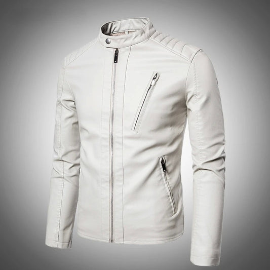 Men 2024 Faux Leather Jacket Motorcycle Autumn Men's Jackets White Jaqueta De Couro Masculina Outwear Male PU Leather Coats 5XL
