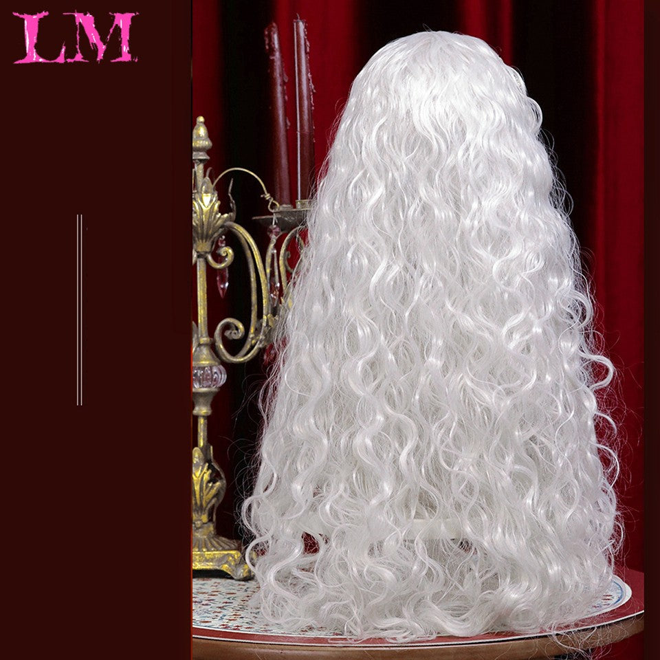 LM? Peruca de cosplay branca ombre de ondas corporais longas, perucas sintéticas resistentes ao calor, perucas Lolita naturais de parte média para mulheresW
