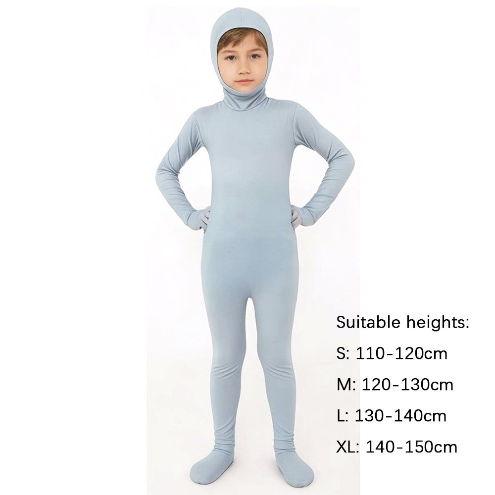 Kids Zentai Invisible Jumpsuit Cosplay Costume Bodysuits Halloween Carnival Skin Tight Suit Spandex Stretch Disappearing