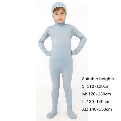 Kids Zentai Invisible Jumpsuit Cosplay Costume Bodysuits Halloween Carnival Skin Tight Suit Spandex Stretch Disappearing