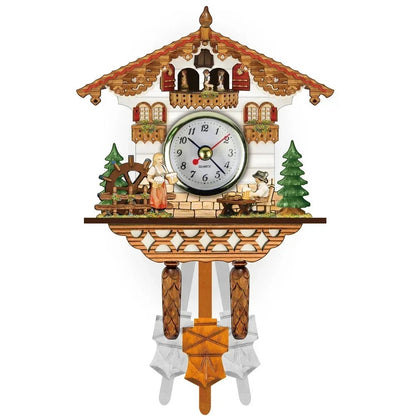 Wooden Hanging Wall Clock Bird Alarm Clock Cuckoo Clocks For Home Kid's Room Decoration Quartz Watch Decorative Home Decor