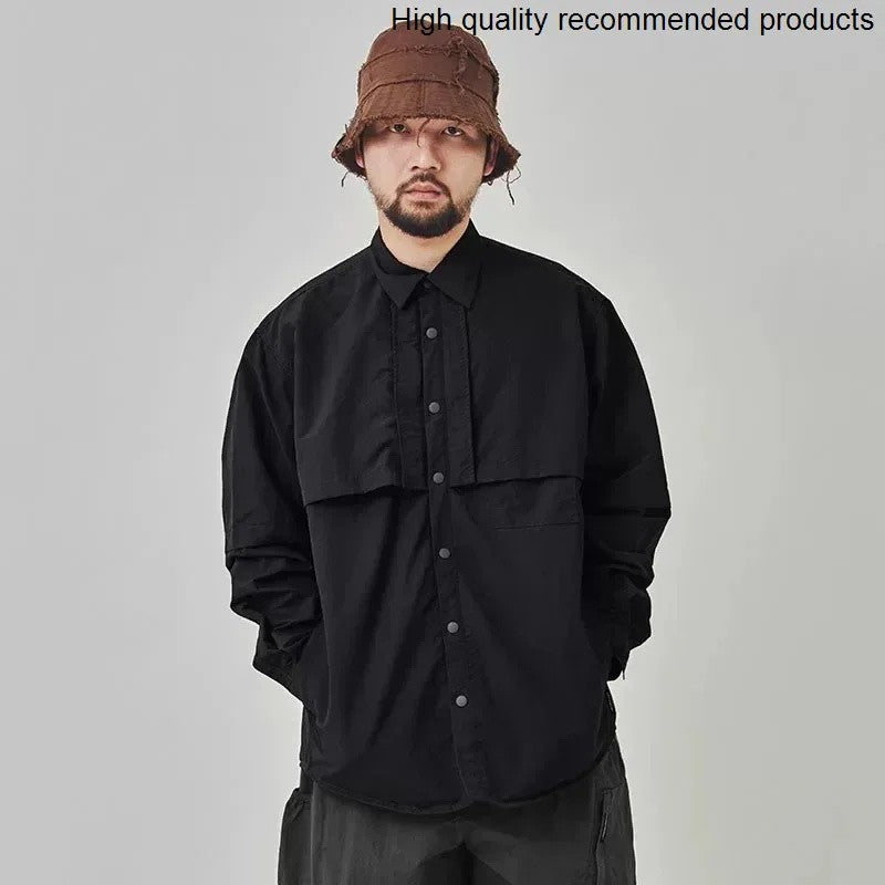 Dry Men Quick Outdoor Waterproof Lightweight Tack Techwear Cargo Shirts Man Streetwear Loose Casual Long Sleeve Oversize Shirt