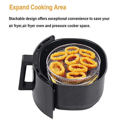 Three stackable air fryer racks made of 304 stainless steel, non stick frying pan and barbecue grill rack, kitchen cooking tools