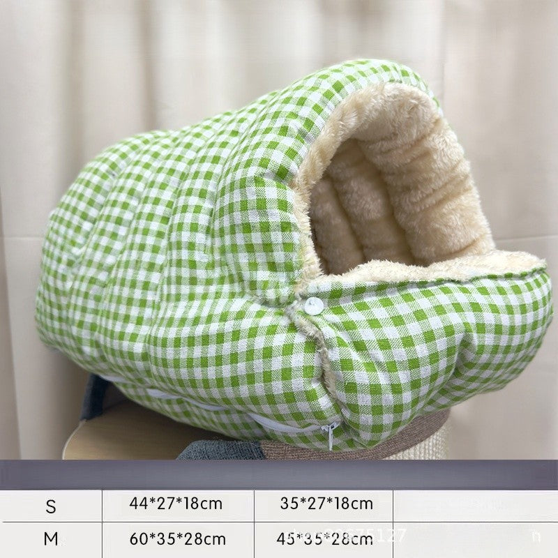 Cama xadrez quente para gatos e cães pequenos no inverno