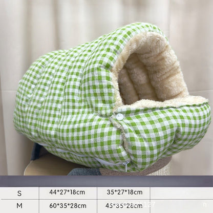 Cama xadrez quente para gatos e cães pequenos no inverno