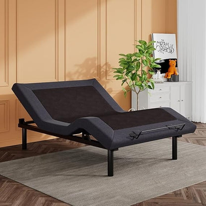 CERLIN Electric Adjustable Bed Base, Ergonomic Upholstered Full Size Bed Frame with Upgraded Motors and Wireless Remote Control