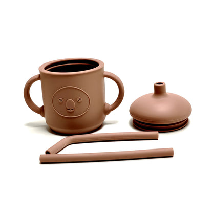 Silicone Learning Mug With Straw Children's Drop Resistant High Temperature Training Cup With Lid Baby Silicone Mug