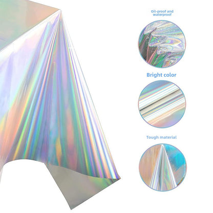 Laser Rainbow Theme Party Disposable Tablecloth & Rectangular Mantel De Mesa Cover for Birthday Wedding Home Decor Supplies