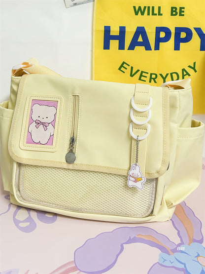 Japanese Harajuku School Bags for Teenage Girls New 2025 Transparent Itabag Crossbody Bag DIY Badges Display Plate Ita Bag