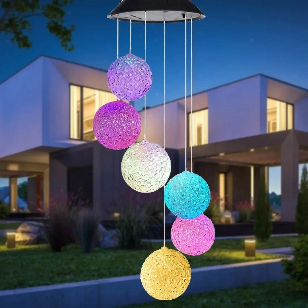 1PC LED Solar Powered Outdoor Solar Round Wind Chime Lamp Garden Lawn Landscape Light Garden Decoration Lights Birthday Gifts