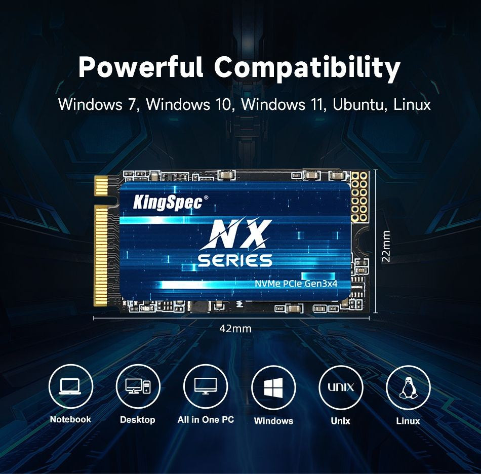 KingSpec M.2 NVMe PCIe 3.0 X4 SSD 256GB 1TB 128GB 512GB SSD M.2 2242 PCIe Disco Rígido Interno Solid State Drive para Notebook